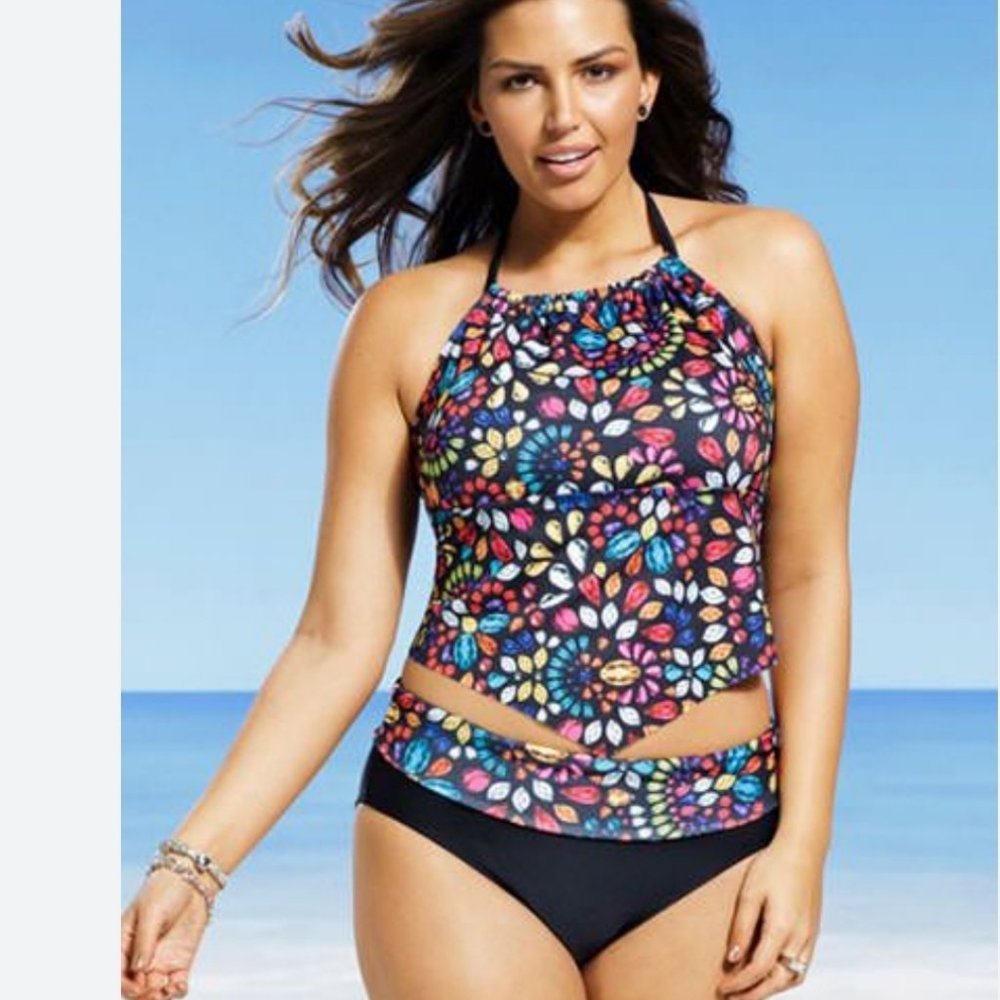 Swimsuits For All Swim Sexy Jewel Handkerchief Tankini set